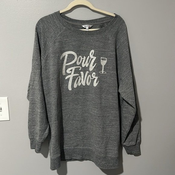 Wildfox Pour Favor Gray Oversized Sweatshirt Sz XL - Picture 2 of 5